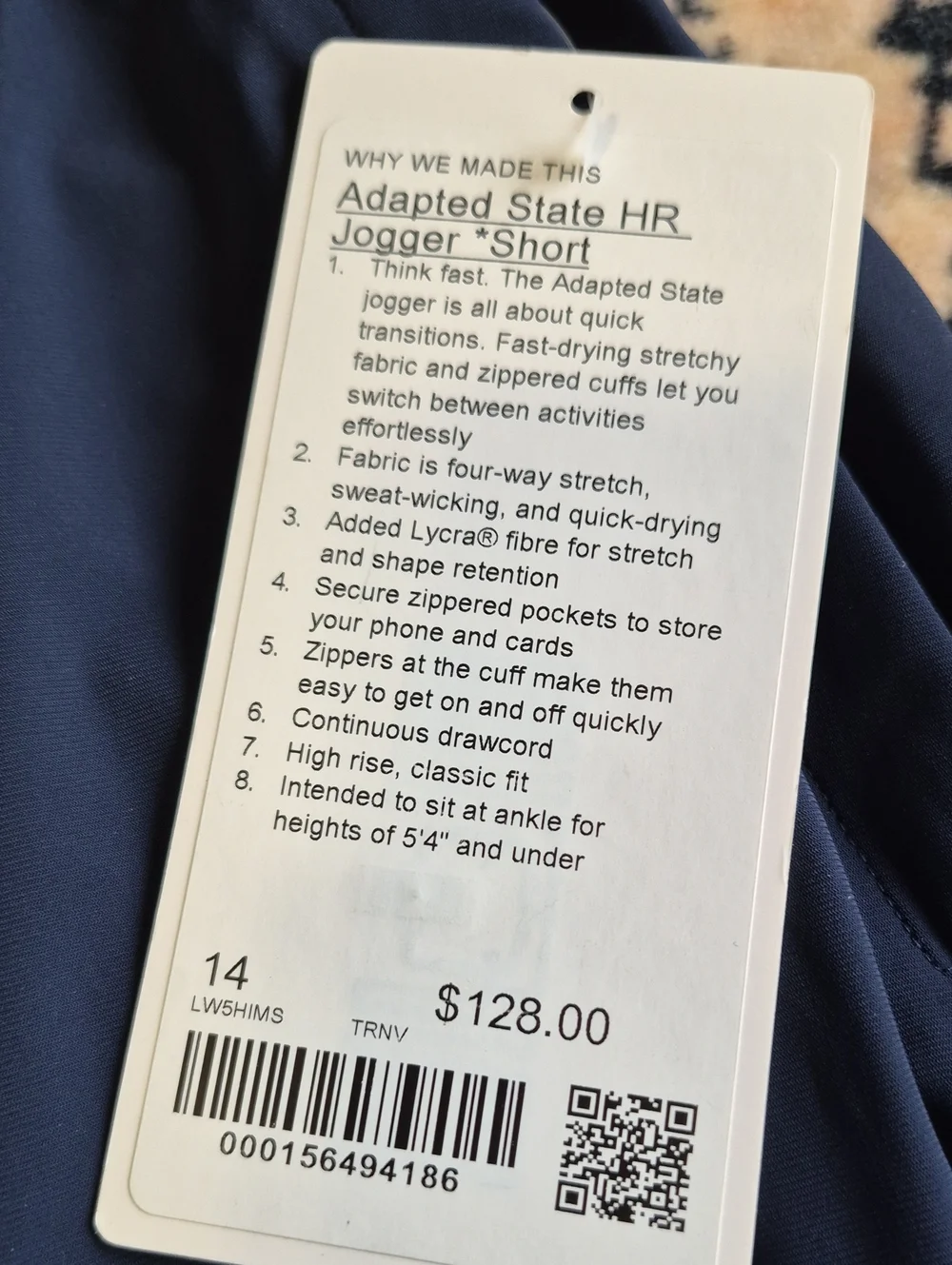 Lululemon Adapted State High Rise Jogger Navy Blue Size 14 NWT